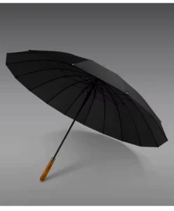 High-End Windproof Retro Gentleman Long Wooden Handle Custom Business Men’s Straight 16K Umbrella
