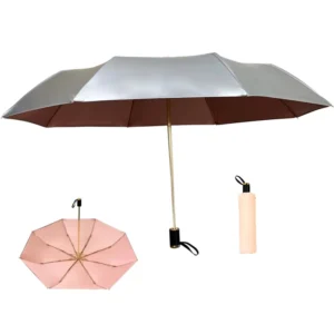 High Quality 21 Inch Silver-Coated Manual Three-Folding Umbrella with UV Protection Pongee Material for Business or Adult Use