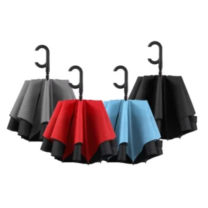 High Quality 23Inch 8Ribs C-Shape Reverse Umbrella Two-Fold Double Layer with Logo Print