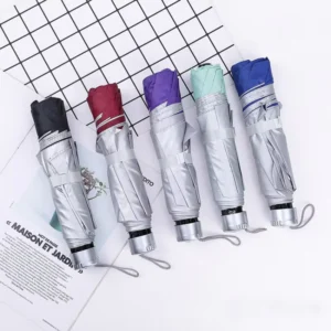 High Quality 3-Fold Silver Manual Umbrella Ultra-Light Rain Proof Windproof Polyester Alloy Ribs Advertising Gift Minimalist