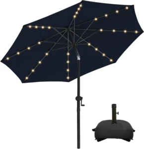 High Quality 9ft Garden Parasol With Solar LED Light for Beach Garden Patio Restaurant Coffee Shop Hotel Outdoor Use