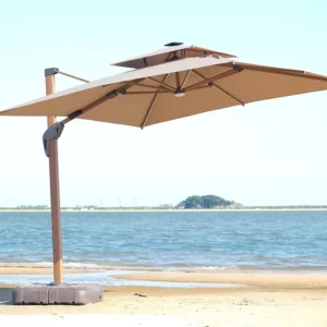 High Quality Big Patio Restaurant Pool Furniture Beach Umbrella With Bases Outdoor Garden LED Parasol Umbrella With Logo