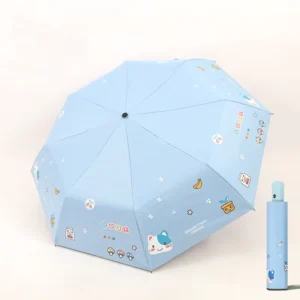 High Quality Cute Cat Children Rain and Sun Windproof Automatic Folding Umbrella for Girls