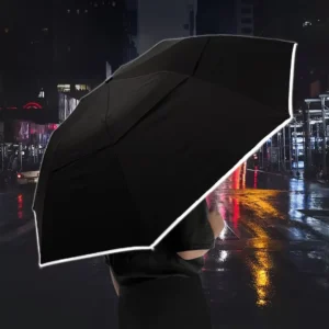 High Quality Environmentally Friendly Fiberglass 2 Folding Auto Open Auto Close Led Umbrella