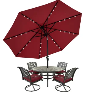 High Quality Garden Table LED Solar Umbrella Parasol Large Outdoor Patio Umbrella With Solar Light