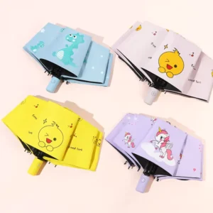 High Quality Kids Umbrella Custom Print Windproof Anti UV Automatic Foldable Cartoon Children’s Umbrella for the Rain