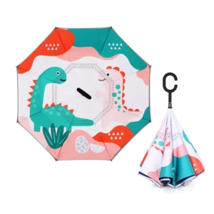 High Quality Mini Reverse Umbrella for Children Cute Animals Design Compact Inverted Manual Control Umbrella