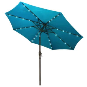 High Quality Outdoor Solar Garden Umbrella Led Light Blue Patio Umbrella for Backyard Pool