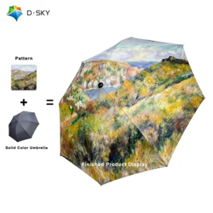 High Quality Paradise Custom Logo Umbrella Three Folding Windproof Dual Use Lightweight Uv Folding Umbrella Manufacturers