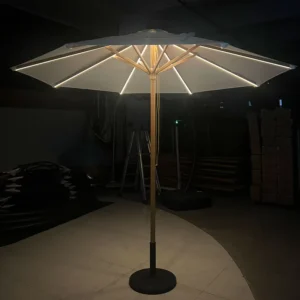 High Quality Solar Energy Electric Aluminum Sunshade Umbrella LED Light Windproof Modern Design Outdoor Furniture for