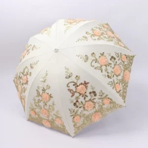 High Quality Straight 3 Fold Vinyl Lace Golf Sun Umbrellas Double Layer for Outdoor Use