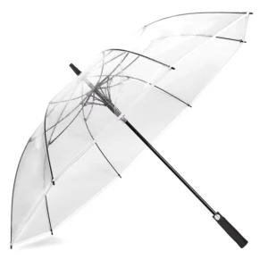 High Quality Straight EVA Handle Custom Print Clear Umbrella PVC Transparent Automatic Golf Umbrella