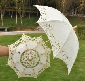High Quality White Parasol Lace Wedding Umbrella Handmade High Stock for Events