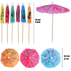 High Quality Wooden Umbrella Picks Eco Friendly Disposable Biodegradable 10 cm Mini Paper Umbrella Toothpicks Practiced Tool
