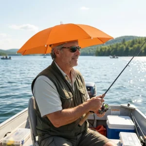 High Visibility Orange Umbrella Hat Custom Folding Hands Free Fishing Hat Waterproof Outdoor Sun Cap for Gardening