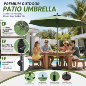 High Wind Beach Umbrella Custom Base Stand Parasol for Outdoor Restaurants Patios Farm Market Stall