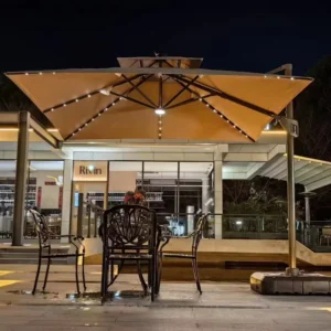 High end Outdoor Cantilever Garden Umbrella Led Light Outdoor Parasol Roman Umbrella for Restaurant Hotel Pool