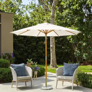 High quality Sturdy Outdoor Sun Umbrella with Straight Cord Wooden Large Advertising Parasols Outdoor Umbrellas for Garden