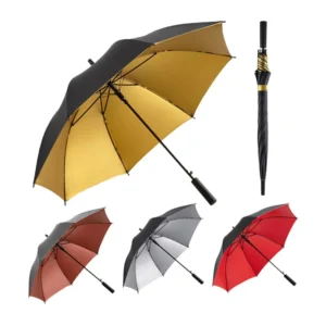 High quality Windproof Frame Two Tone Polyester Pongee Canopy Anti UV Black Golf Custom Umbrella With Logo Printing for the Rain