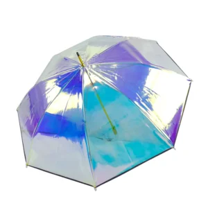 Holographic Straight Stick Umbrella Clear