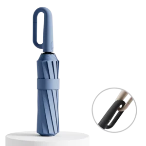 Hook Handle 2 Fold Comfortable Grip Portable Reinforced Double Ribs Windproof Sun Protection Buckle Handle Automatic Umbrella