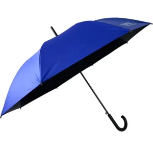 Hot Selling 23 Inch Blue Straight Umbrella for Adults Auto Open Black UV Coated Fabric Semi Auto Portable Logo