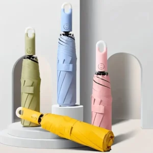 Hot Selling Mini Hook 3 Folding Umbrella Compact Portable Rain Windproof 8 Ribs Folds Automatic Umbrella with logo