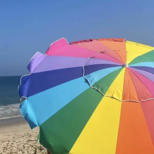 Hot Selling Modern Portable Giant Rainbow Beach Umbrella Waterproof Sunshade for Patio Outdoor Furniture Use