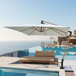 Hot Selling Outdoor Garden Pool Cantilever Umbrella Parasols Strong Wind Resistance Aluminum Frame Square Shape for Beach Use