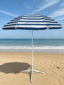 Hot Selling Portable UPF50+ Aluminum Wood Base Square Shape Classic Design 3.25ft 360 Protection Beach Umbrella Outdoor