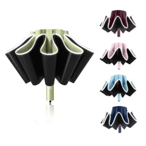 Hot Selling Wind Resistant Inverted Folding Umbrella Reflective Stripe Automatic Reverse Umbrella