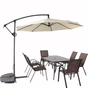 Hot Steel 3M*3M Big Size Outdoor Foldable Custom Garden Market Event Striped Banana Patio Umbrella