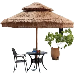 Hotel Bistro Patio Garden Straw Umbrella Outdoor Hawaii Thatch Beach Sun Umbrella