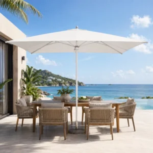 Hotel Cafe Outdoor Commercial Sun Protection Reinforced Ribs Aluminum Center Pole Umbrella