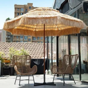 Hotel Resort Garden Artificial Reed Straw Parasol, Cafe Sunshade, Patio Thatch Waterproof Outdoor Beach Umbrella