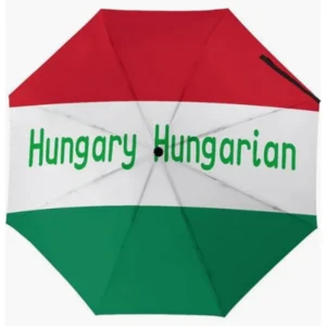 Hungary Flag Pattern Fully Automatic Folding Umbrella