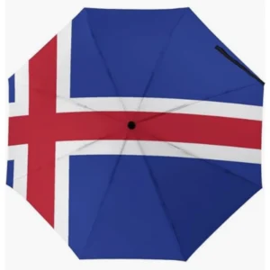 Iceland Country Flag Pattern Fully Automatic Folding Umbrella