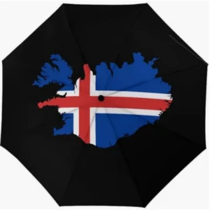 Iceland Country Flag Pattern Fully Automatic Folding Umbrella