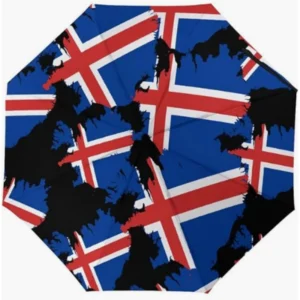 Iceland Flag Pattern Fully Automatic Folding Umbrella