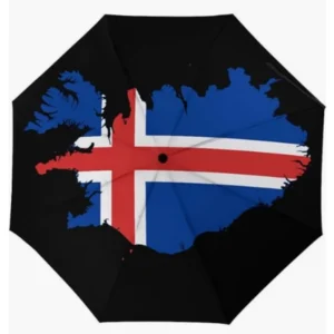 Iceland Flag Pattern Fully Automatic Folding Umbrella