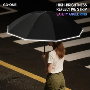 Imitation Wood Grain Automatic Umbrella with Reflective Reinforcement Device