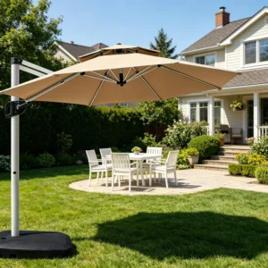 In Stock Patio Umbrella Sun Resistant Waterproof Vintage Patio Umbrella Beside Outdoor Cafe Custom Canopy