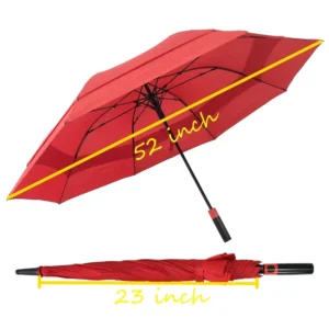 Innovative 28 Inch Red Extensible Golf Umbrella with Double Layers and Air Vents