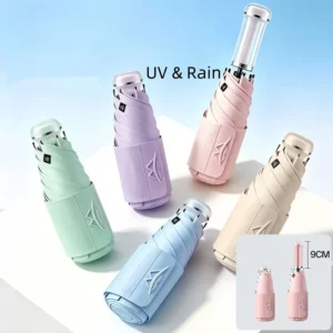Innovative Extendable Handle Mini Umbrella Custom Logo UPF 50+ UV Protection Compact Folding Sun Parasol Umbrella for Women