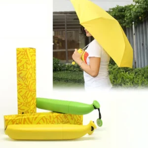 Innovative New Model Simulation Fruit Design Banana Three Folding Umbrella with Plastic Case