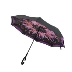 Inverted C-Handle Double-Layer Sun and Rain Umbrella