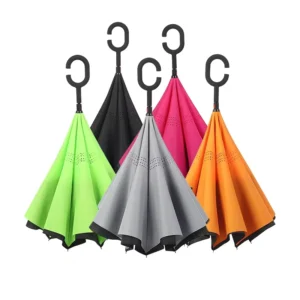 Inverted Reverse Double-Layer C-Handle Solid-Color Car Umbrella