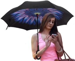 Inverted Reverse Storm Umbrella C-Handle Hands-Free Flower Umbrella for Women and Men