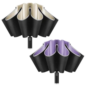 Inverted Umbrella Custom Logo Windproof Heavy-Duty Automatic Open Safety Reflective China Factory