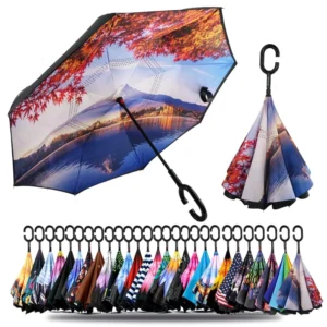 Inverted Umbrella with C-Shaped Handle, Anti-UV, Waterproof, Windproof